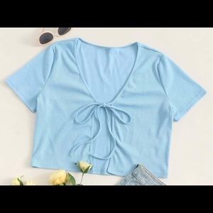 Plus Size Ribbed cropped top with tie front!